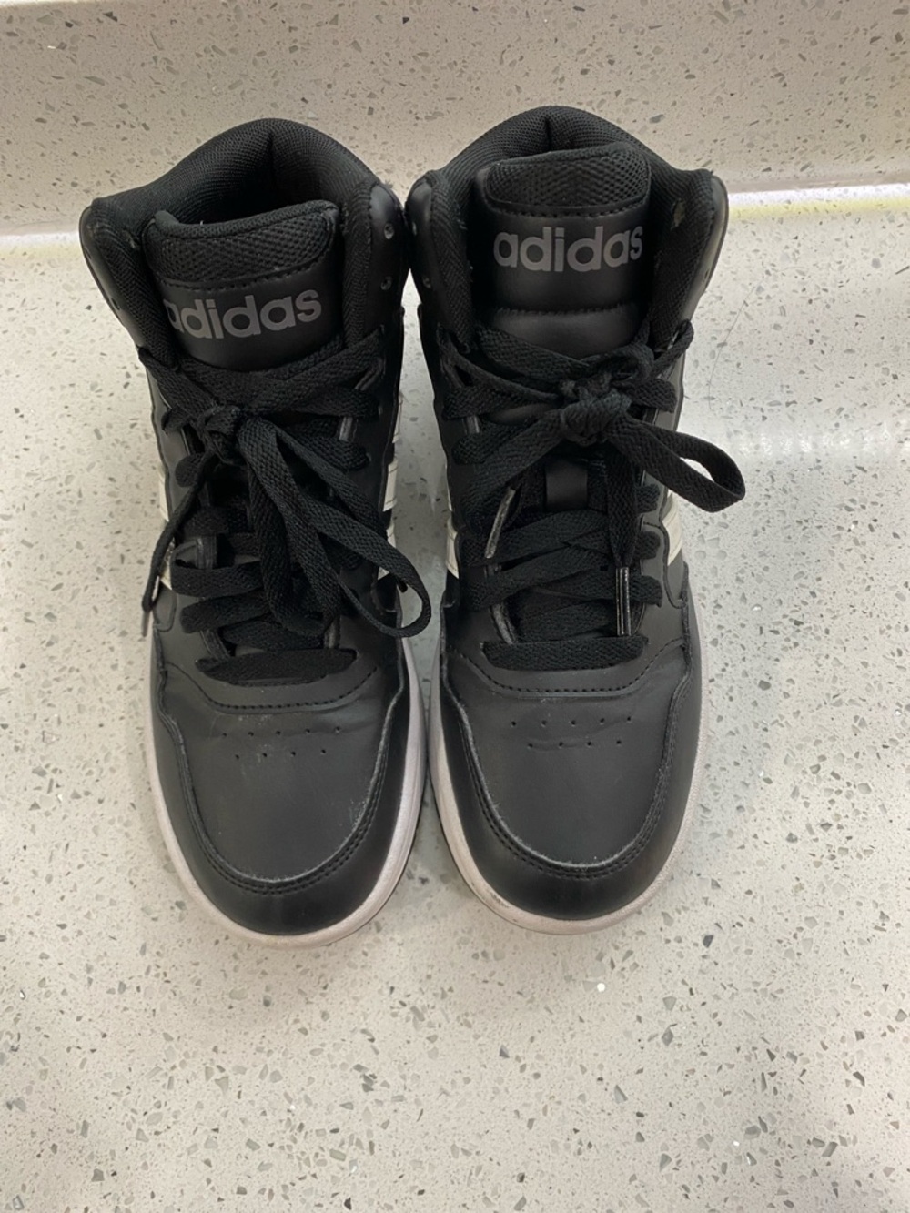 adidas Kids Black High-Top Sneakers with White Accents